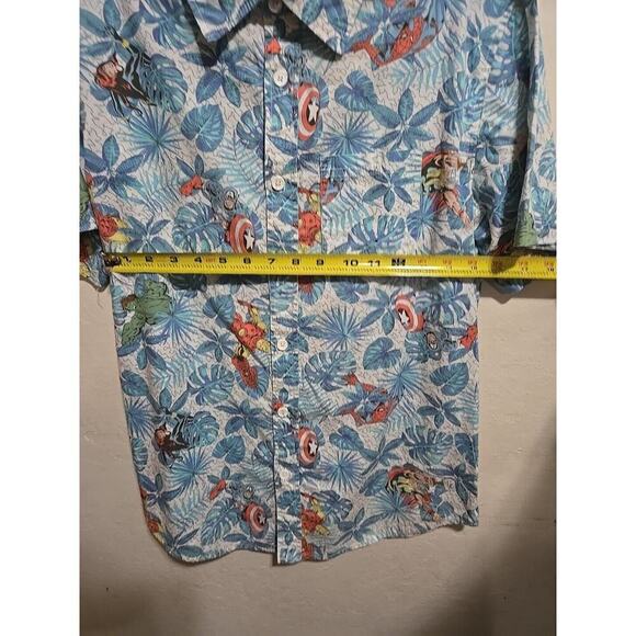 Marvel Avengers Hawaiian Print Button Up Shirt Men’s Small Short Sleeve Cotton - Picture 13 of 14
